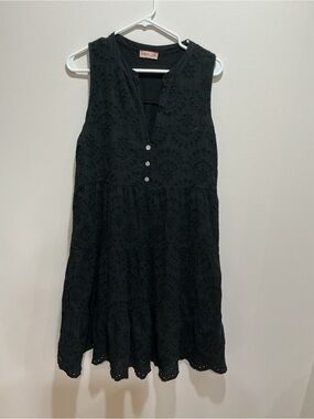 Civico 51 Sleeveless Black Eyelet Cotton Dress size medium